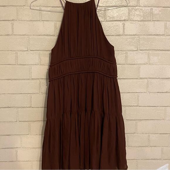 Cinq a Sept $380 Silk Lotus Pleated Dress In Rum Raisin. XS EUC - Picture 14 of 16